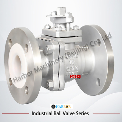 Silver PTFE-Lined Ball Valve Q41F46-16P Corrosion Resistance High Reliability