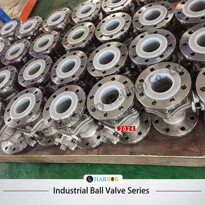 Silver PTFE-Lined Ball Valve Q41F46-16P Corrosion Resistance High Reliability