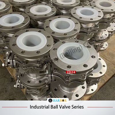 Silver PTFE-Lined Ball Valve Q41F46-16P Corrosion Resistance High Reliability