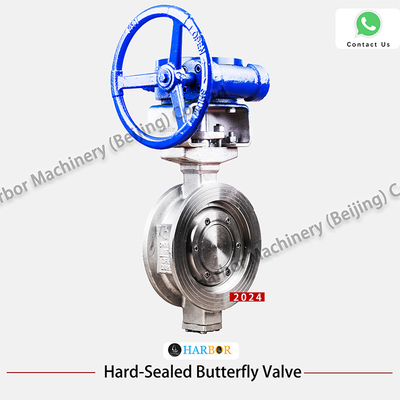 Cast Steel Triple Eccentric Manual Worm Gear Wafer Butterfly Valve D373H-16C in Blue