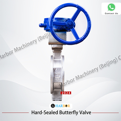 Cast Steel Triple Eccentric Manual Worm Gear Wafer Butterfly Valve D373H-16C in Blue