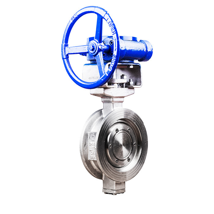 Cast Steel Triple Eccentric Manual Worm Gear Wafer Butterfly Valve D373H-16C in Blue