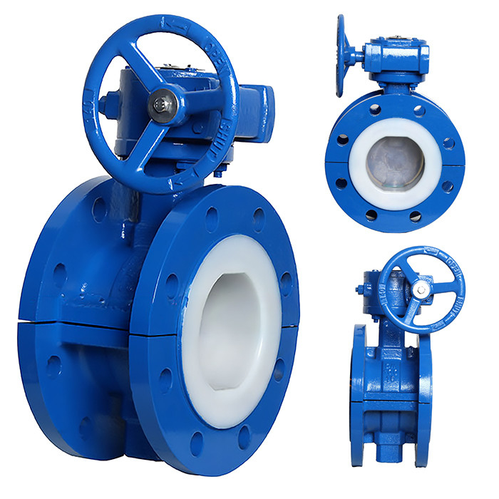 Cast Steel Turbine Fully PTFE-Lined Flanged Butterfly Valve D341F46-16C for Industrial